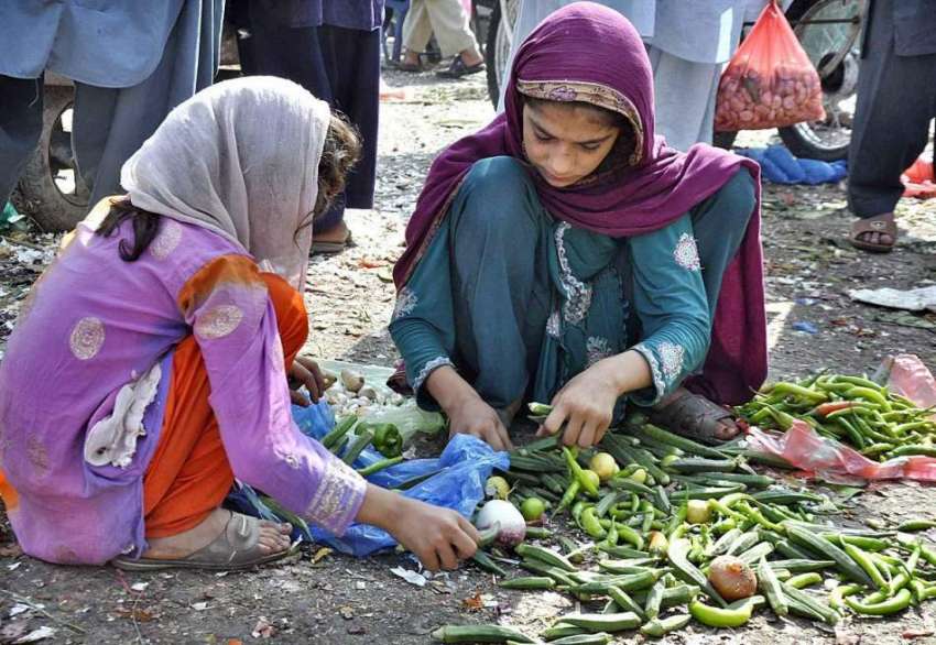 اسلام آباد: خانہ بدوش بچیاں خراب سبزی کے ڈھیر سے کار آمد ..