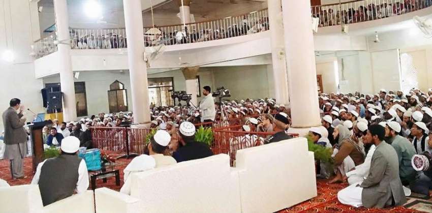 کراچی: جامعہ بنوریہ عالمیہ سائٹ کے دورہ کے موقع پر طلبہ نیکٹا ..
