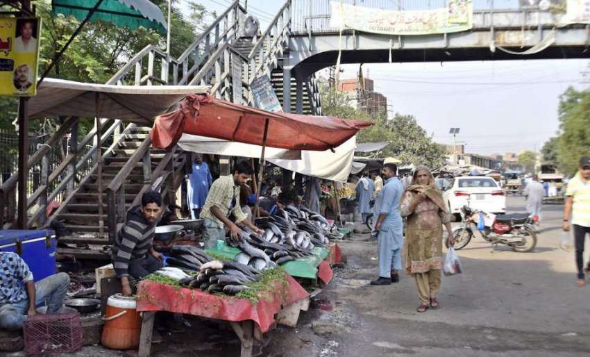 لاہور: تھانہ کوتوالی کے سامنے محنت کشوں نے مچھلی فروخت کرنے ..