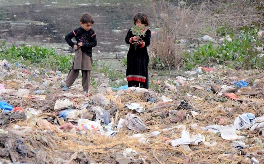 راولپنڈی: خانہ بدوش بچے کچرے سے کارآمد اشیاء تلاش کررہے ..