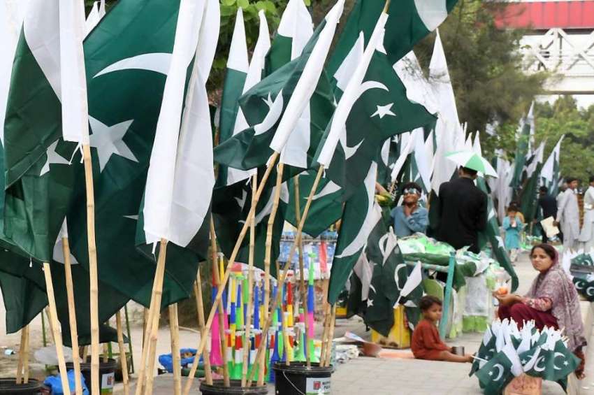 راولپنڈی: مری روڈ پر ایک محنت کش خاتون نے یوم آزادی کی مناسبت ..