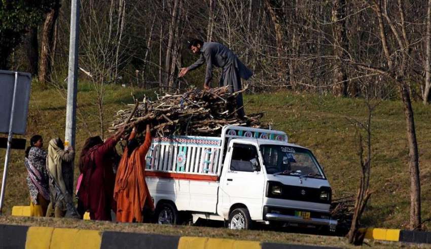 اسلام آباد: خانہ بدوش خواتین جمع کی جانیوالی لکڑیاں گاڑی ..