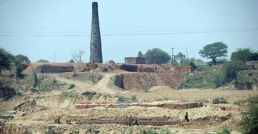 راولپنڈی: مزدور بھٹہ پر اینٹیں بنانے کے بعد ترتیب سے رکھ ..