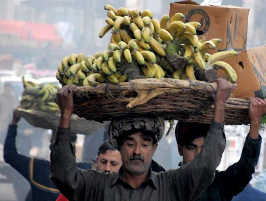راولپنڈی: فروٹ منڈی میں محنت کش سر پے ٹوکرے اٹھائے مزدوری ..