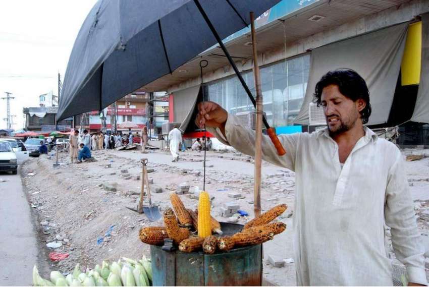 اسلام آباد: ریڑھی بان گاہکوں کو متوجہ کرنے کے لیے چھلیاں ..