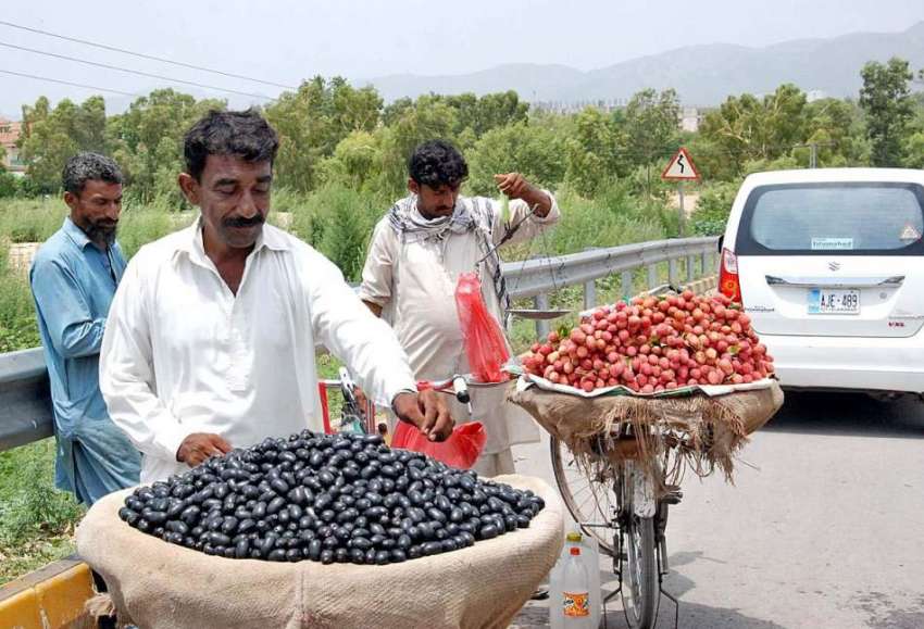 اسلام آباد: محنت کش گاہکوں کو متوجہ کرنے کے لیے جامن سجا ..