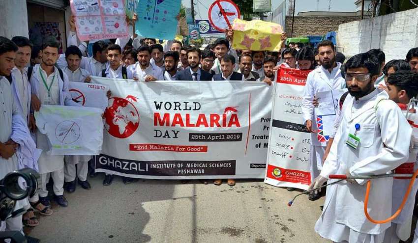 پشاور: ملیریا کے عالمی دن کی مناسبت سے آگاہی واک کی جا رہی ..