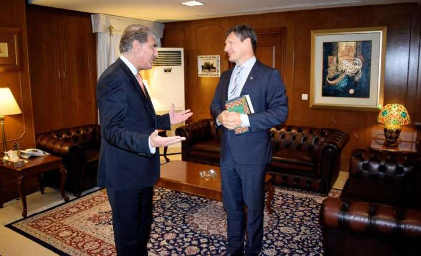 اسلام آباد: وفاقی وزیر خارجہ مخدوم شاہ محمود قریشی سے یو ..