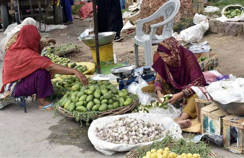 فیصل آباد: محنت کش خاتون گاہکوں کو متوجہ کرنے کے لیے اچاری ..