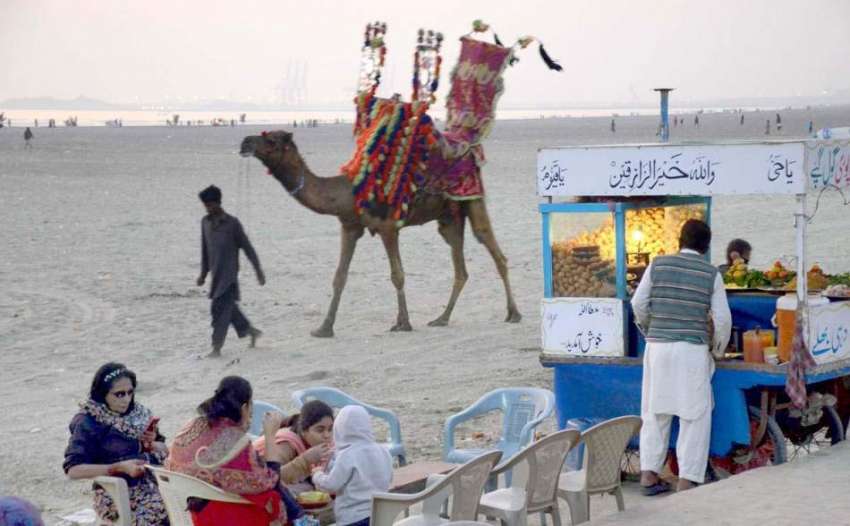 کراچی: سیر و تفریح کے لیے آئی فیملی کھانے پینے سے لطف اندوز ..