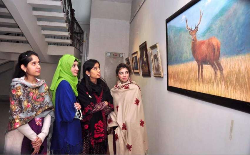راولپنڈی: خواتین راولپنڈی آرٹ کونسل میں تصویری نمائش دیکھ ..
