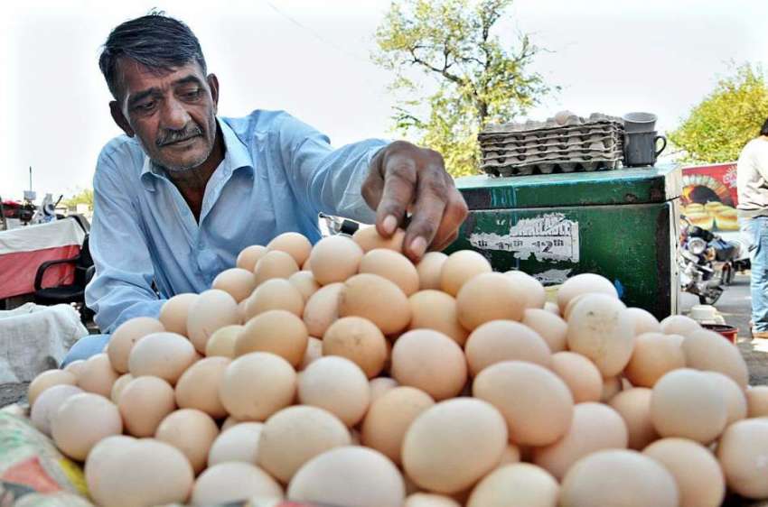 اسلام آباد: وفاقی دارالحکومت میں سڑک کے کنارے ایک شخص انڈے ..