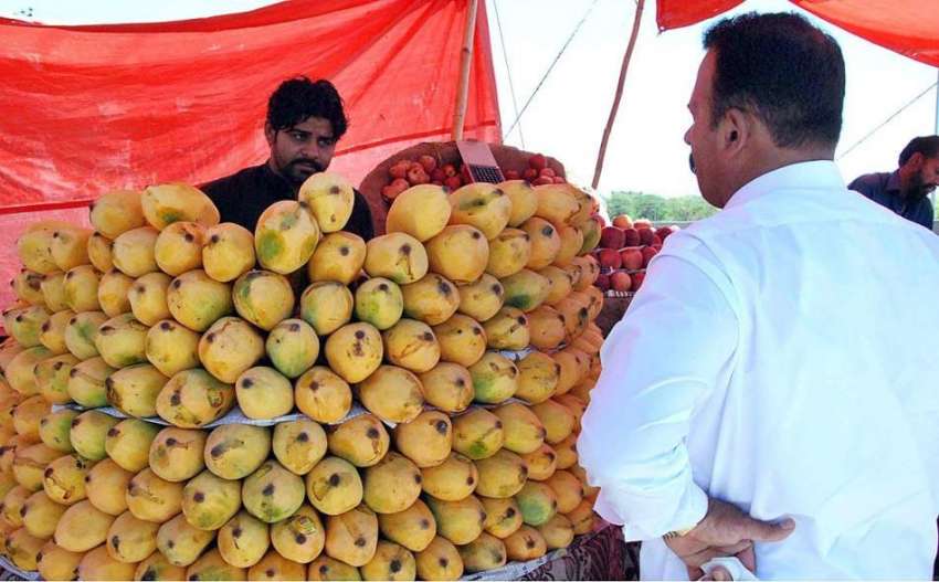 اسلام آباد: دکاندار گاہکوں کو متوجہ کرنے کے لیے تازہ پھل ..