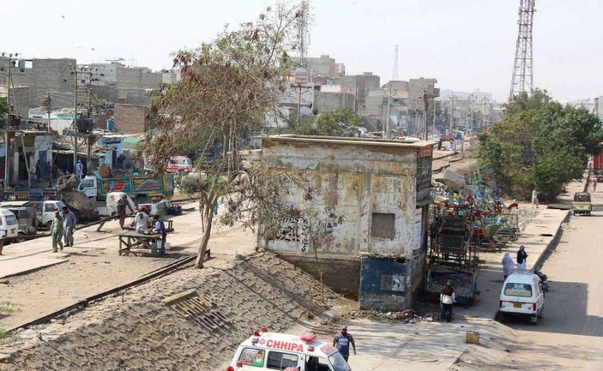 کراچی:ماڑی پور روڈ سے ملحقہ سرکلر ریلوے ٹریک پر موجود تجاوزات ..