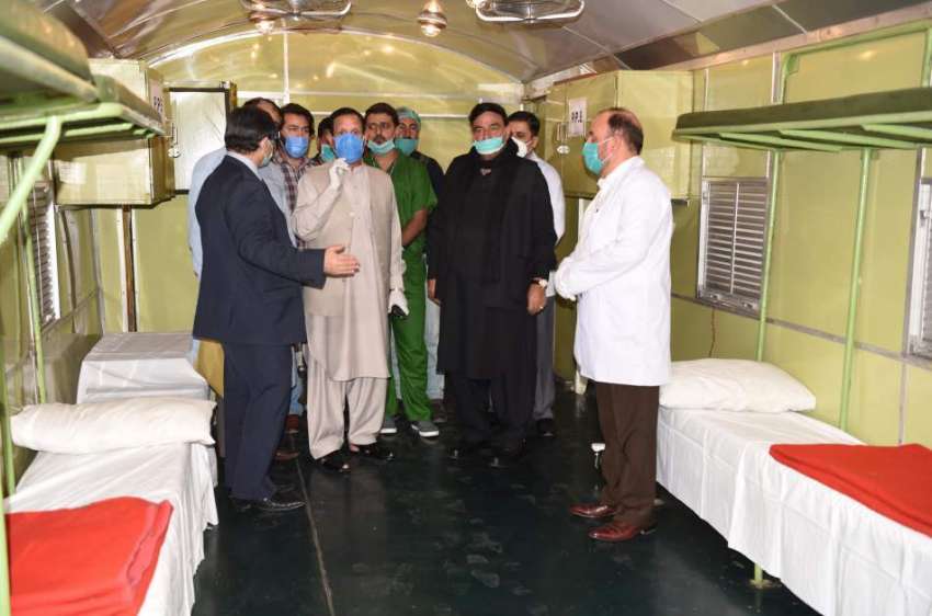 راولپنڈی، وزیر ریلوے شیخ رشید احمد ریل کوچ میں کورونا وائرس ..