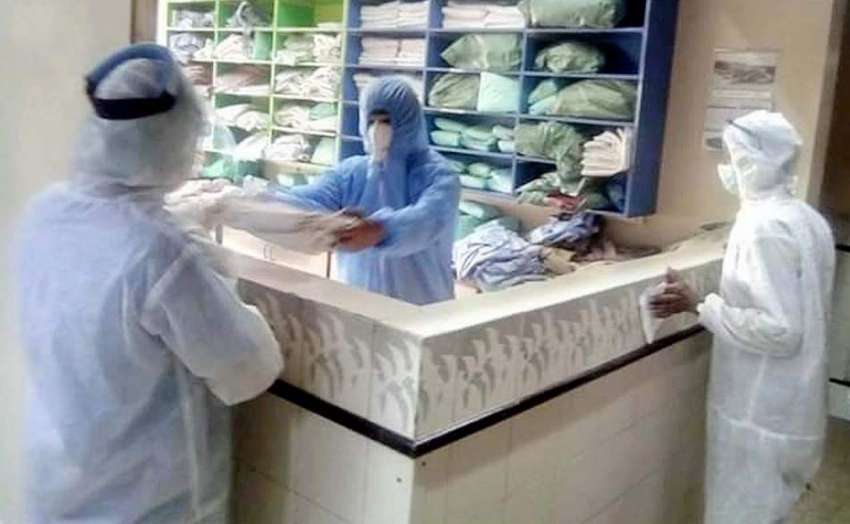 کراچی: کورونا وائرس کے پھیلاو کو روکنے کے لیے رشید ہسپتال ..