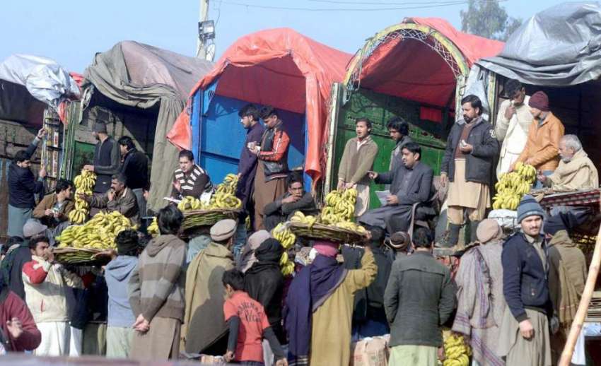 راولپنڈی: سبزی منڈی میں پھل فروش بولی لگا کر پھل خرید رہے ..