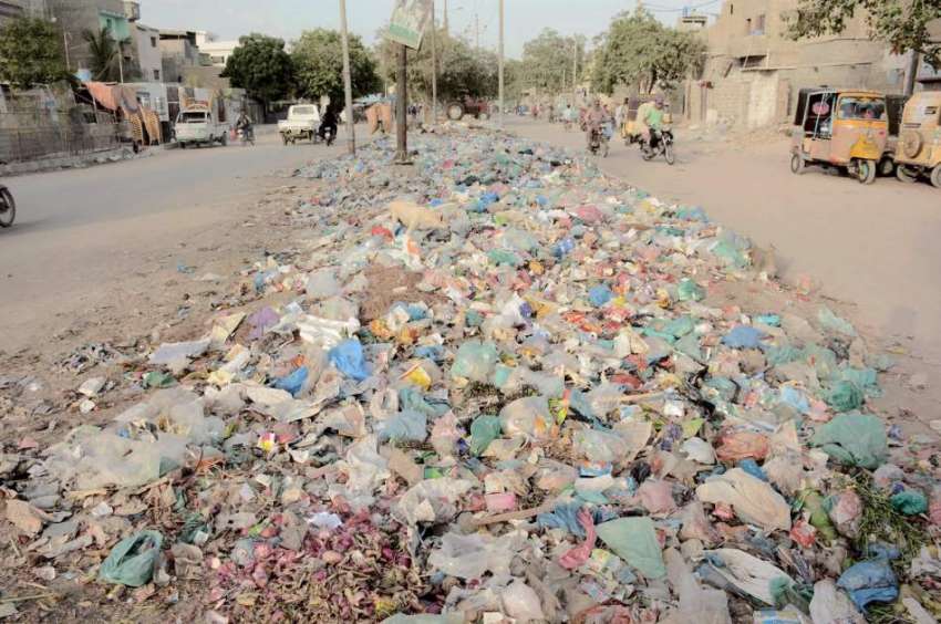 کراچی: کورنگی کے علاقے رحیم آباد کی مین سڑک کے درمیان گرین ..