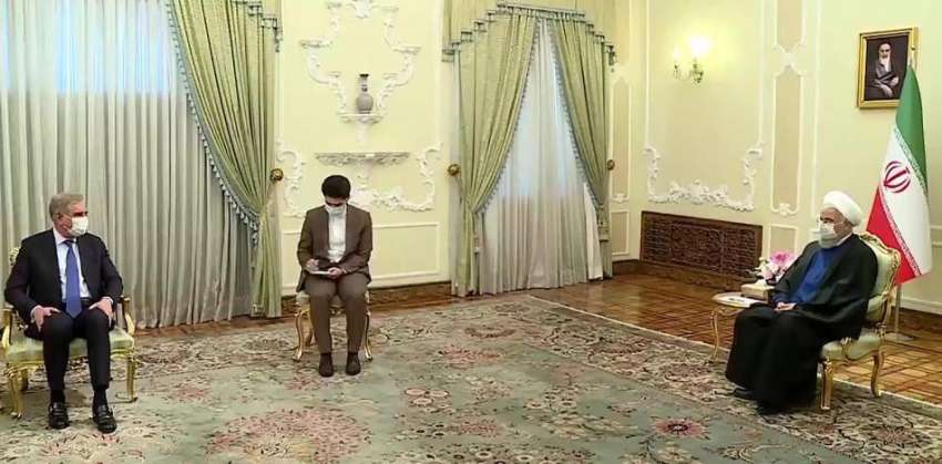 تہران،شاہ محمود قریشی صدارتی ہاؤس میں ایرانی صدر حسن روحانی ..