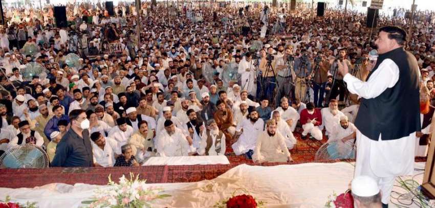 اسلام آباد، وزیر داخلہ شیخ رشید عیدگاہ میں عوامی اجتماع ..