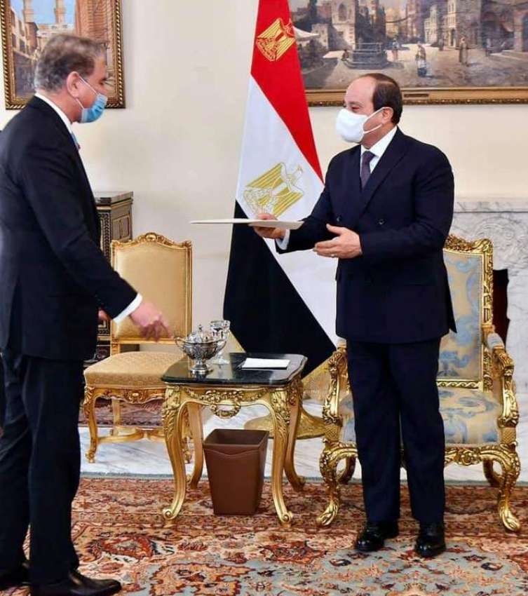 قاہرہ، مصری صدر عبدالفتح السیسی سے وزیر خارجہ شاہ محمود ..