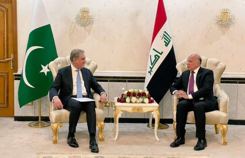 بغداد، وزیر خارجہ شاہ محمود قریشی اپنے عراقی ہم منصب فواد ..
