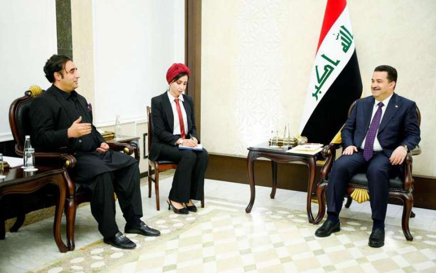 بغداد، وزیر خارجہ بلاول بھٹو زرداری عراقی وزیراعظم محمد ..