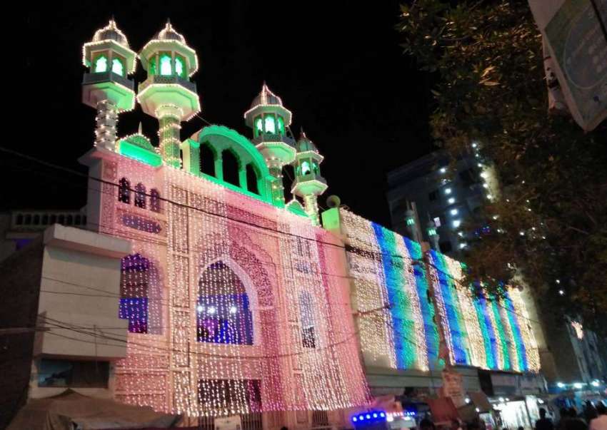 کراچی، 12 ربیع الاول کی آمد کی مناسبت سے لیاری کلری میں مسجد ..