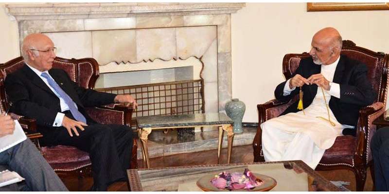 افغان صدر اشرف غنی سے مشیر خارجہ سرتاج عزیز کی ملاقات