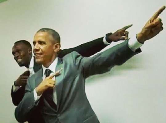 یوسین بولٹ نے امریکی صدر اوبامہ کو بھی اپنے رنگ میں رنگ لیا