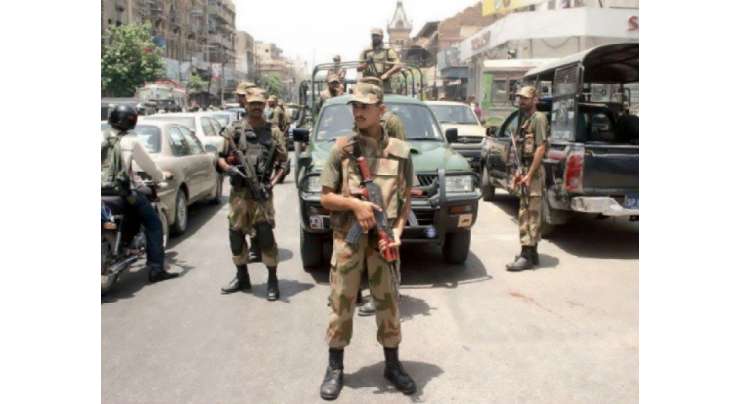 کراچی : نائن زیرو کے اطراف میں رینجرز کا گشت، سکیورٹی کا جائزہ لیا۔