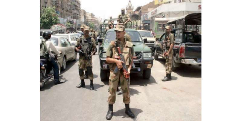 کراچی : نائن زیرو کے اطراف میں رینجرز کا گشت، سکیورٹی کا جائزہ لیا۔