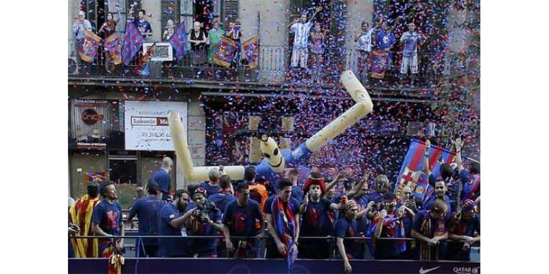 چمپئنز لیگ فاتح بارسلونا فٹبال ٹیم کا وطن واپسی پر شاندار استقبال