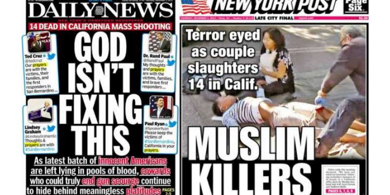 سین برناڈینو فائرنگ کا واقعہ ، کہیں خدا تو کہیں مسلمان قاتل۔۔ میڈیا ..