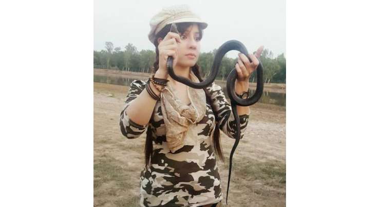 رابی پیرزادہ نے ایک سانپ کو گود میں لے لیا