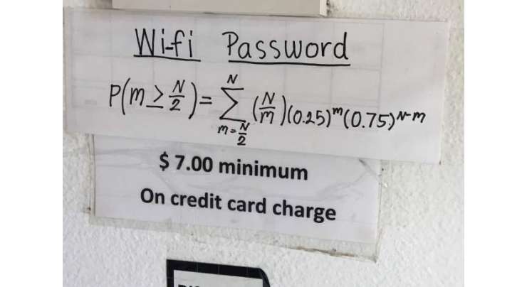 ریسٹورنٹ نے وائی فائی کا پاس ورڈ مساوات کی شکل میں لکھ دیا