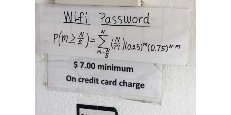 ریسٹورنٹ نے وائی فائی کا پاس ورڈ مساوات کی شکل میں لکھ دیا