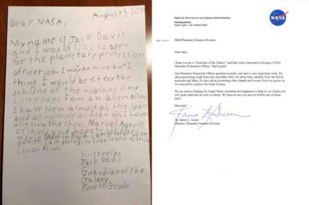 ناسامیں ملازمت  کے لیے 9 سالہ بچے کا دلچسپ خط