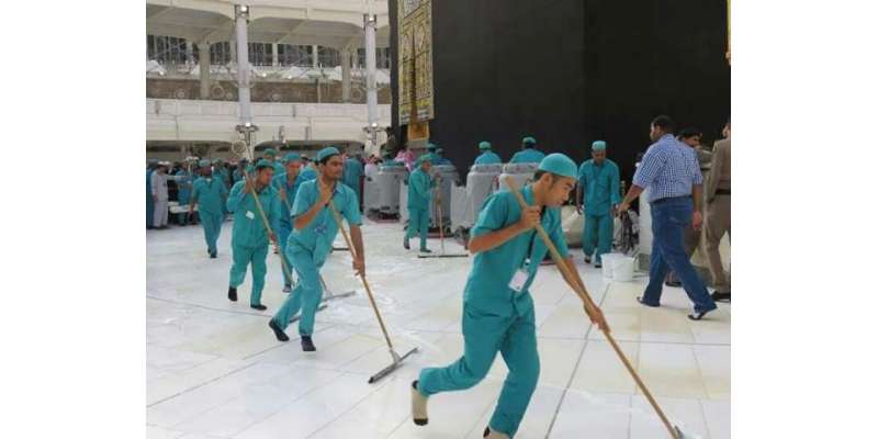 مسجد الحرام اور خانہ کعبہ کی 45منٹ میں صفائی ستھرائی کی حیران کن معلومات