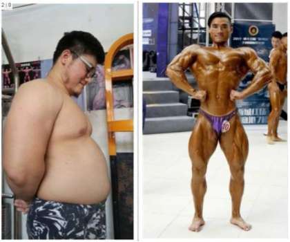 موٹا اور وزنی  چینی طالب علم  صرف 6 ماہ میں  باڈی بلڈنگ چیمپئن بن گیا