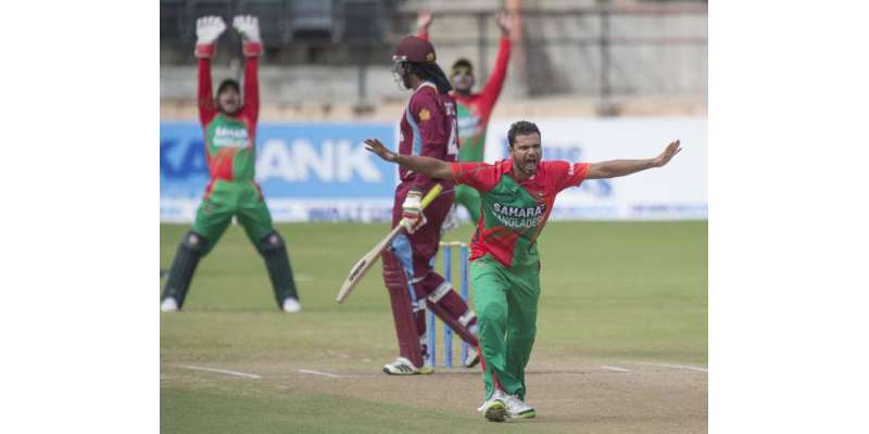 بنگلہ دیش اور ویسٹ انڈیز کی ٹیمیں پہلے ون ڈے انٹرنیشنل کرکٹ میچ میں ..