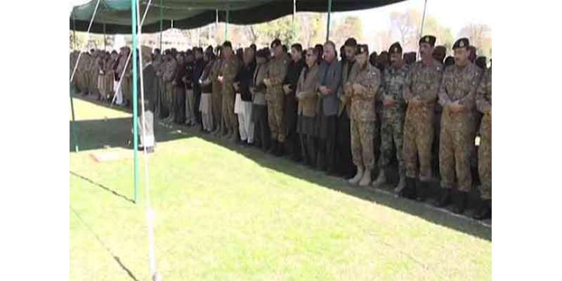 سوات میں فوجی یونٹ پر خودکش حملے میں شہید ہونے والے اہلکاروں کی نماز ..