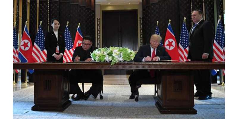 امریکی صدر ڈونلڈ ٹرمپ اور شمالی کوریا کے سربراہ کم جونگ مذکرات کی میزپر ..
