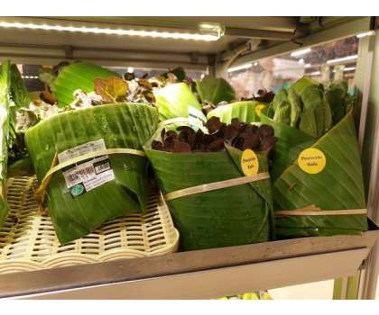 سپر مارکیٹ نے پلاسٹک پیکنگ کی بجائے کیلے کے پتے استعمال کرنا شروع کر ..