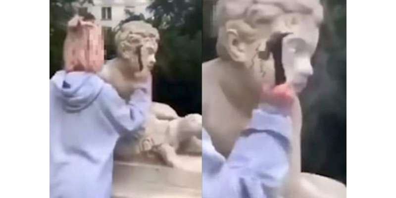 پولینڈ کی ماڈل نے  انسٹاگرام ویڈیو کے لیے صدیوں پرانا مجسمہ تباہ کر ..