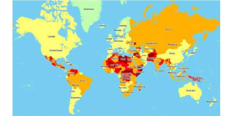 سال 2020 میں دنیا کے سب سے خطرناک ممالک کا نقشہ جاری