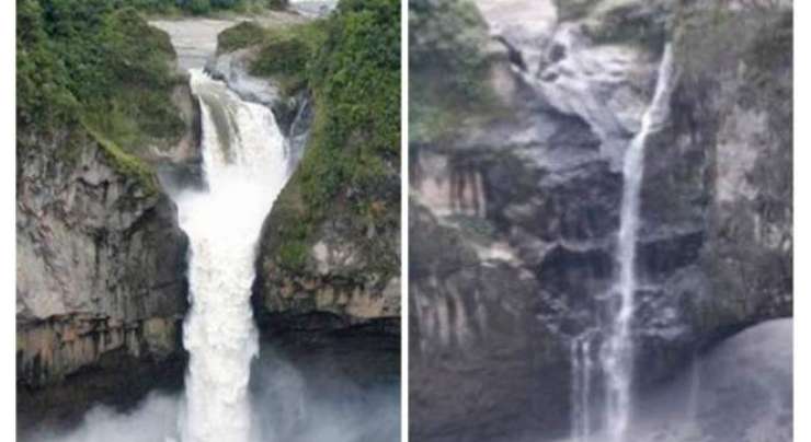 پراسرار گڑھے نے ایکواڈور کی سب سے بڑی آبشار کو راتوں رات غائب کر دیا