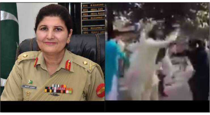 پاکستان کی پہلی خاتون لیفٹیننٹ جنرل نگار جوہر کی آمد پر لوگوں کا ڈھول کی تھاپ پر رقص کر کے شاندار استقبال