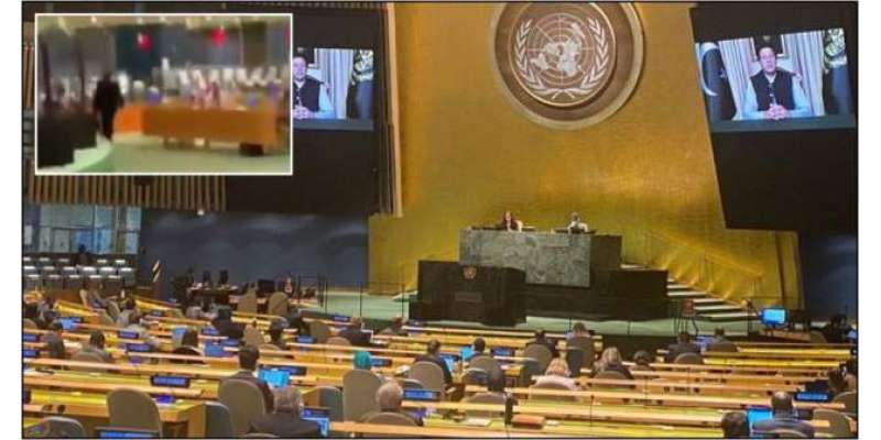 وزیراعظم کا خطاب شروع ہوتے ہی اقوام متحدہ میں بھارتی سفارتکار اجلاس ..
