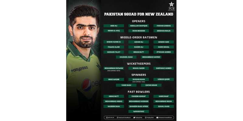دورہ نیوزی لینڈ کے لیے پاکستان کے 35 رکنی اسکواڈ کا اعلان